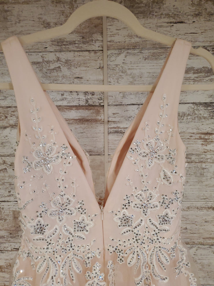 PEACH/FLORAL A LINE GOWN