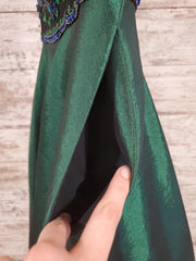 GREEN/BLACK A LINE GOWN