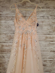 PEACH/FLORAL A LINE GOWN