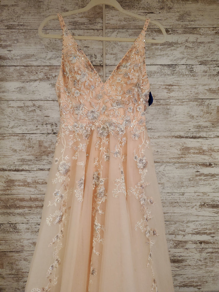 PEACH/FLORAL A LINE GOWN
