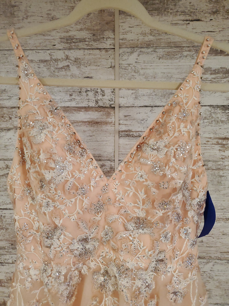 PEACH/FLORAL A LINE GOWN