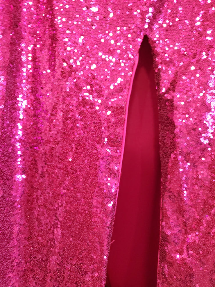 PINK SPARKLY LONG EVENING GOWN