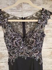 BLACK/GRAY LONG EVENING GOWN