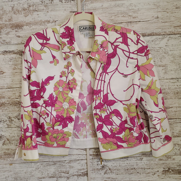 WHITE/PINK FLORAL COTTON JKT