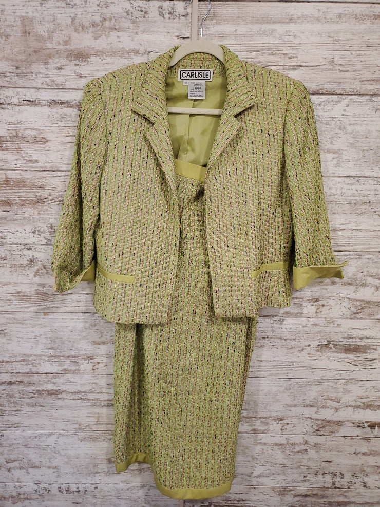 GREEN TWEED DRESS SET $1200