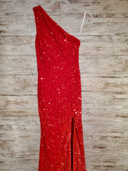 RED FULL SEQUIN LONG DRESS-NEW