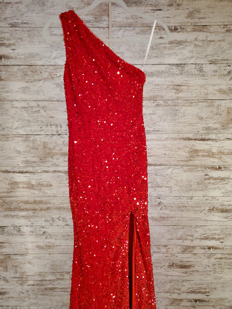 RED FULL SEQUIN LONG DRESS-NEW