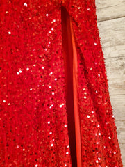 RED FULL SEQUIN LONG DRESS-NEW