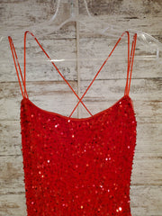 RED FULL SEQUIN LONG DRESS