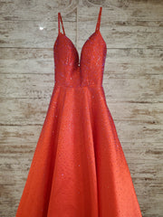RED SPARKLY A LINE GOWN