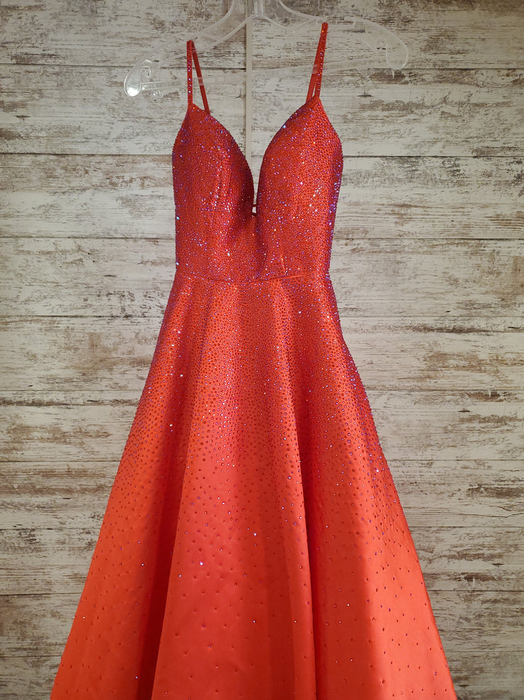 RED SPARKLY A LINE GOWN
