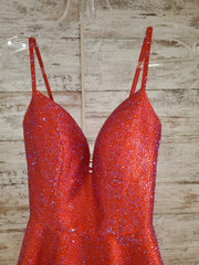 RED SPARKLY A LINE GOWN