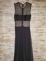 BLACK SHEER MIDDLE LONG DRESS