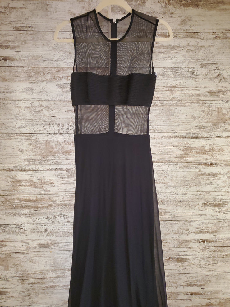 BLACK SHEER MIDDLE LONG DRESS