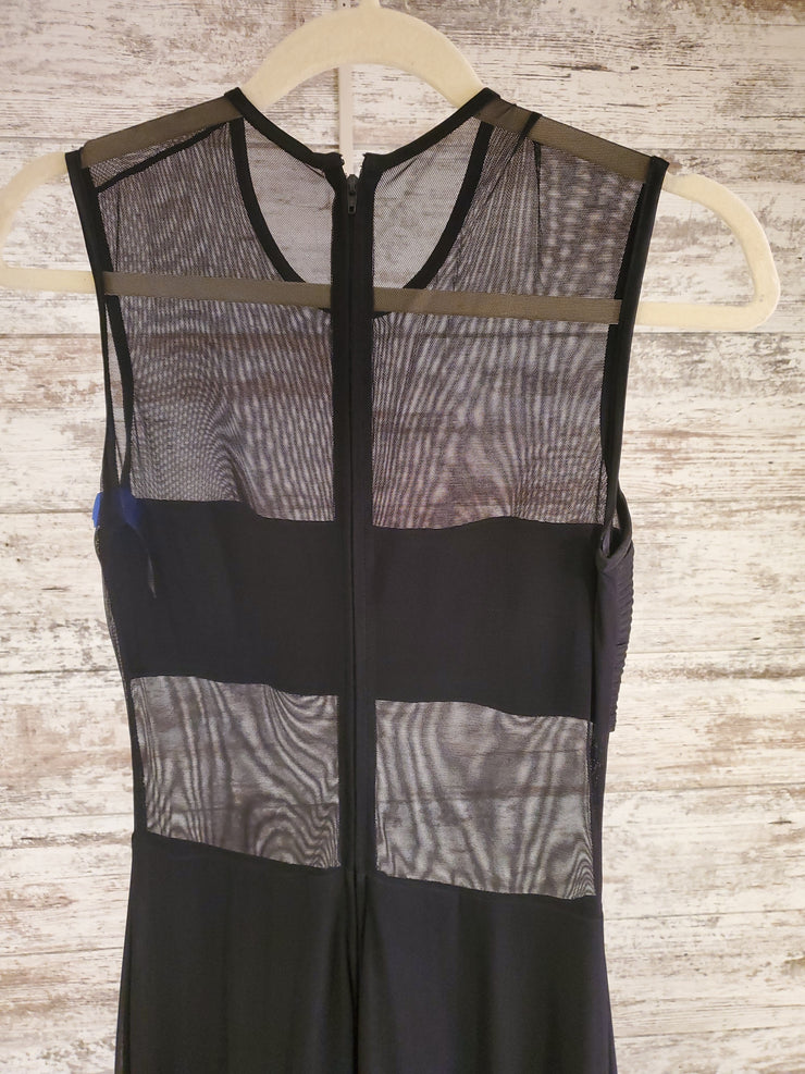 dress with sheer middle NWT BODY CENTRAL BLACK SPARKLING SHEER MIDDLE SLEEVELESS SMALL MINI DRESS SIZE S