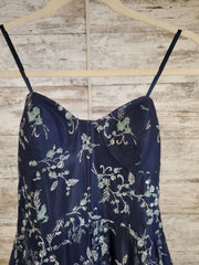 NAVY/FLORAL A LINE GOWN