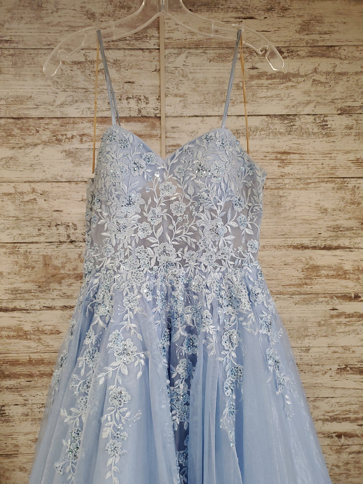 BLUE/FLORAL A LINE GOWN