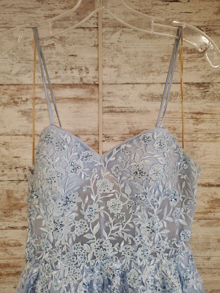 BLUE/FLORAL A LINE GOWN