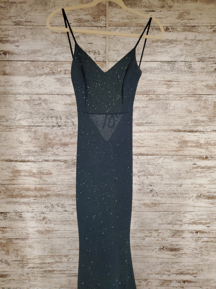 GREEN SPARKLY LONG DRESS