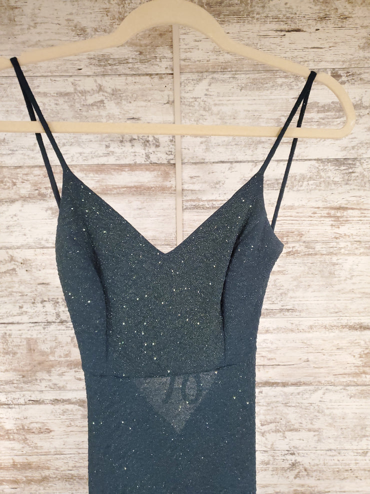 GREEN SPARKLY LONG DRESS