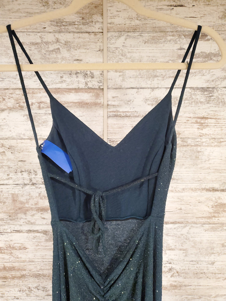 GREEN SPARKLY LONG DRESS