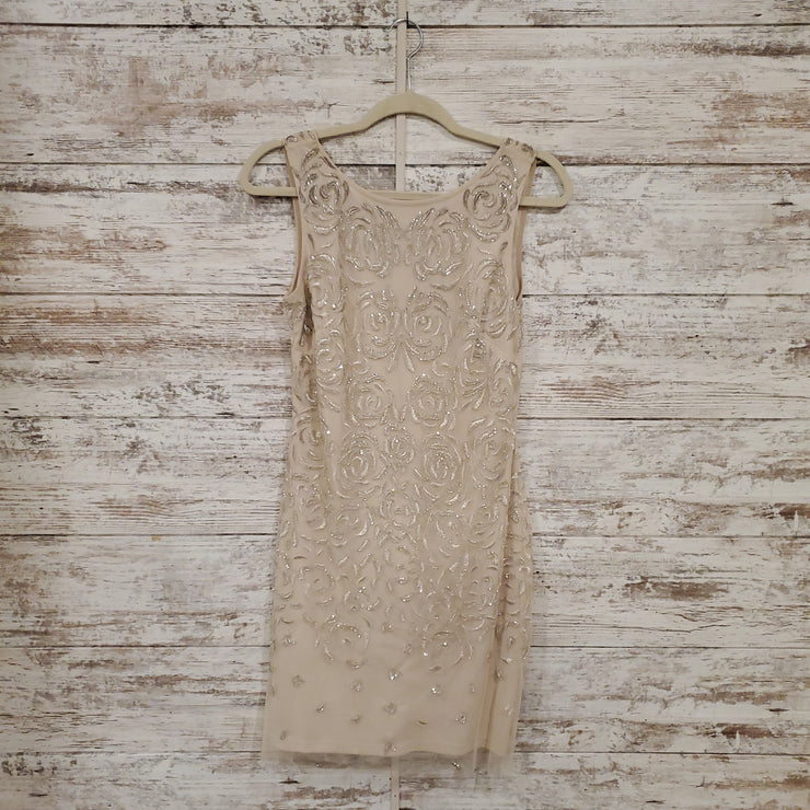 TAN BEADED SHORT DRESS