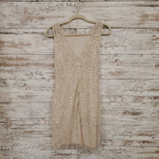 TAN BEADED SHORT DRESS