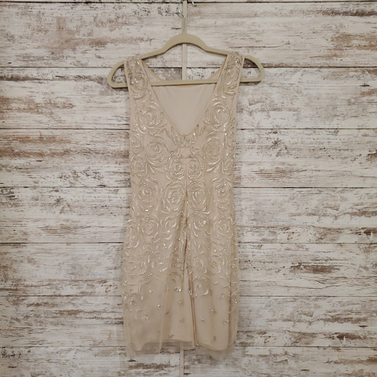 TAN BEADED SHORT DRESS