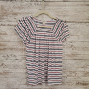 WHITE STRIPED SHORT SLEEVE