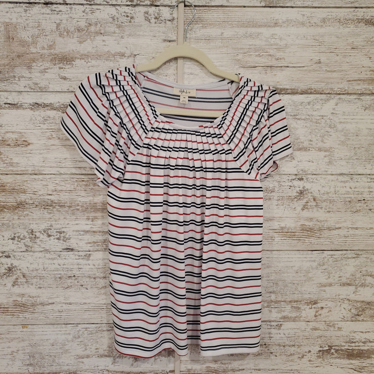 WHITE STRIPED SHORT SLEEVE