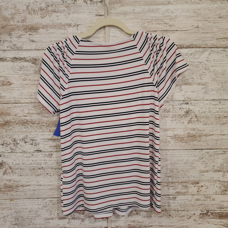 WHITE STRIPED SHORT SLEEVE