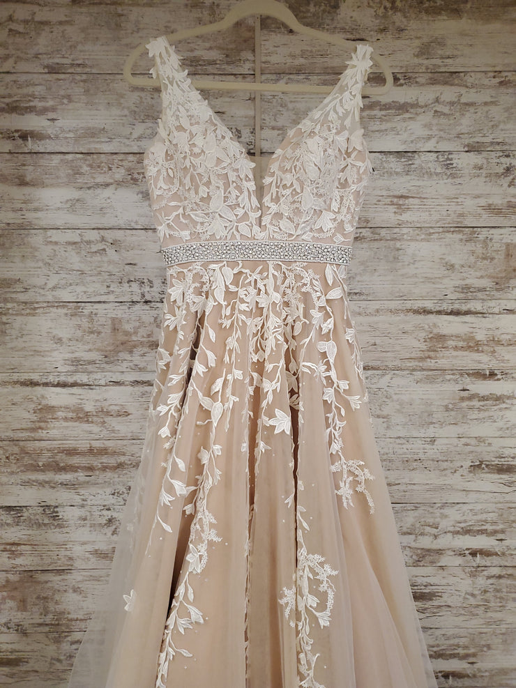IVORY/FLORAL A LINE GOWN