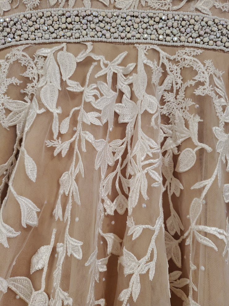 IVORY/FLORAL A LINE GOWN