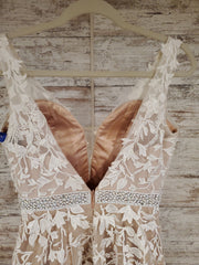 IVORY/FLORAL A LINE GOWN