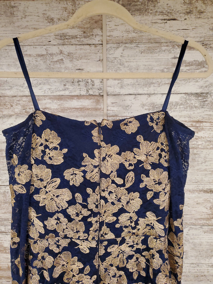 NAVY/GOLD LACE LONG DRESS -NEW