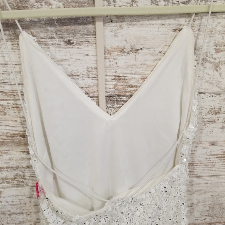 WHITE SEQUIN SHORT DRESS