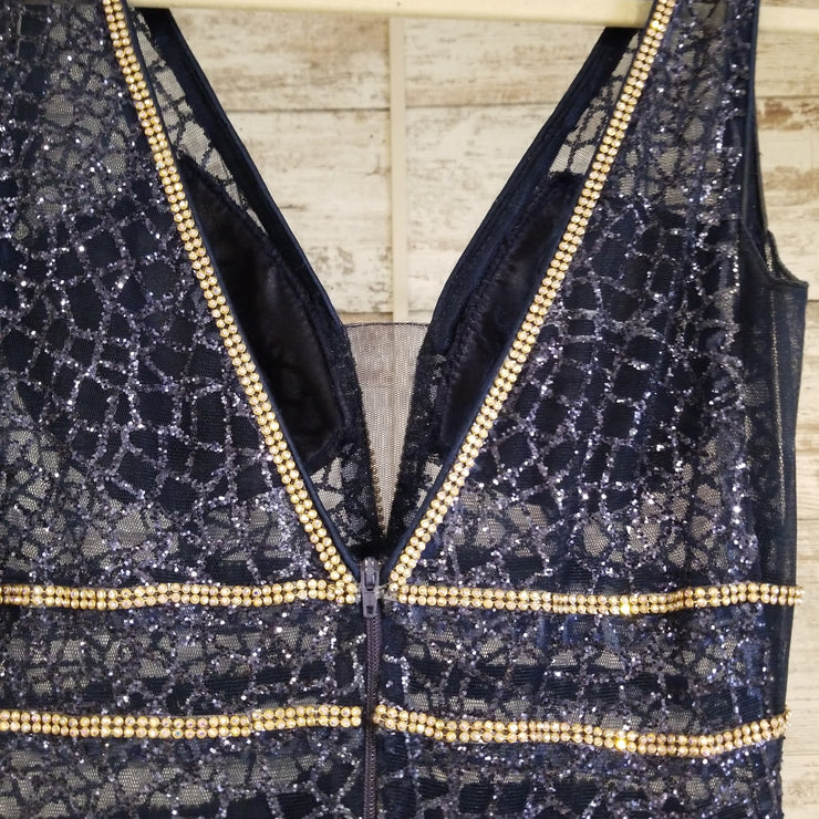 NAVY/GOLD SPARKLY A LINE