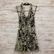 BLACK/IVORY FLORAL SHORT DRESS