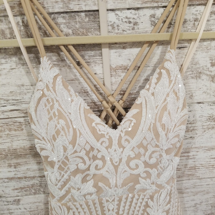 IVORY/TAN SHORT DRESS