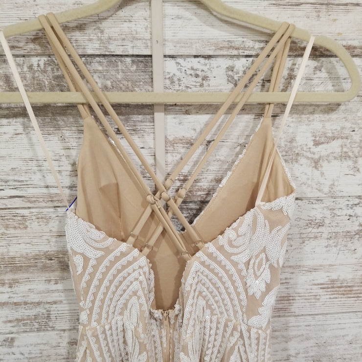 IVORY/TAN SHORT DRESS