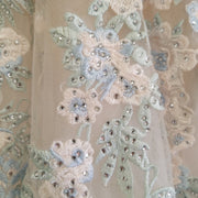 IVORY/BLUE FLORAL A LINE GOWN