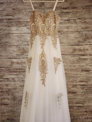 WHITE/GOLD A LINE GOWN