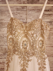 WHITE/GOLD A LINE GOWN