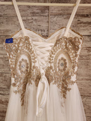 WHITE/GOLD A LINE GOWN