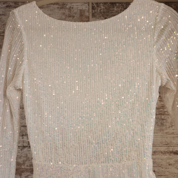 WHITE SPARKLY SHORT DRESS