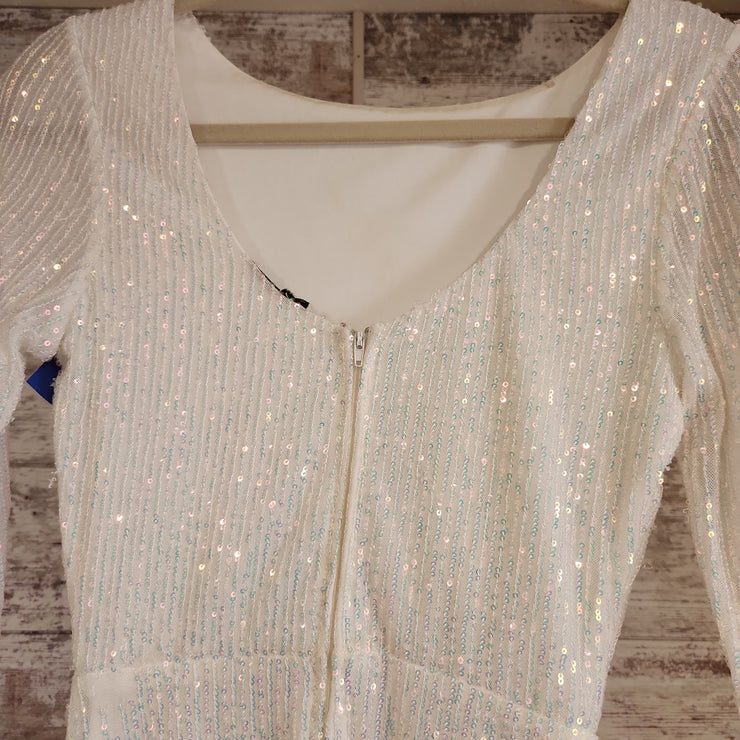 WHITE SPARKLY SHORT DRESS