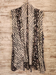 BLACK/WHITE OPEN CARDIGAN