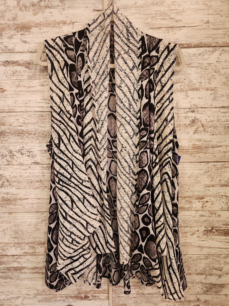 BLACK/WHITE OPEN CARDIGAN