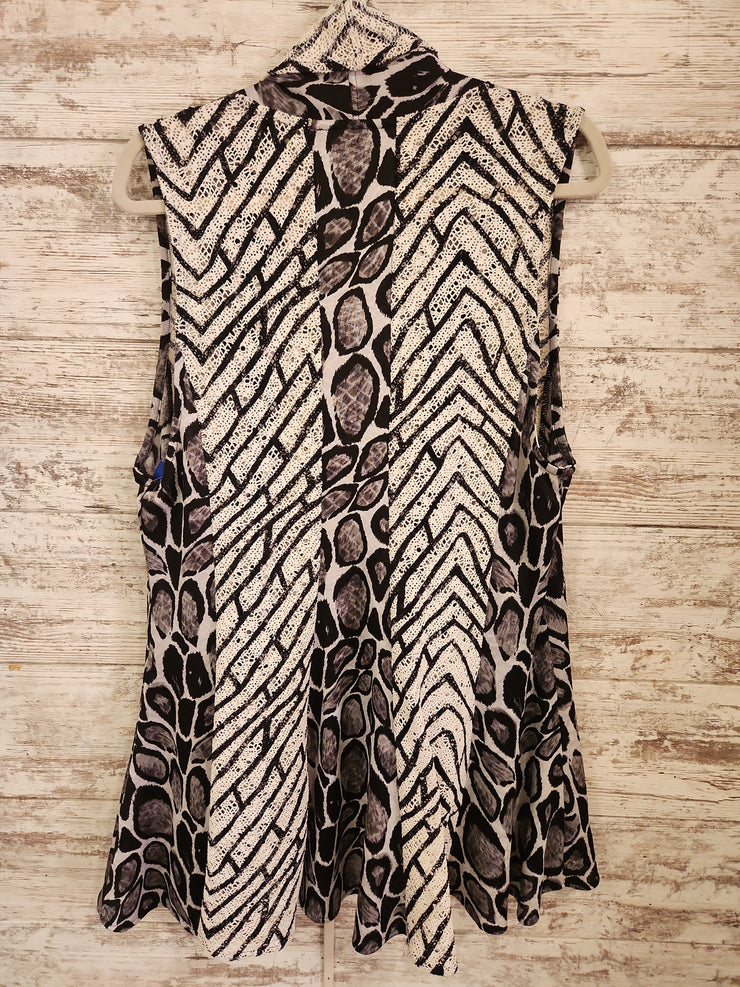 BLACK/WHITE OPEN CARDIGAN