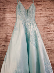BLUE/FLORAL A LINE GOWN